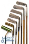 Interesting Assortment of early steel and late hickory shaft putters (7) to include a McRae