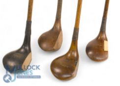 4x Assorted persimmon socket neck woods incl dark stained Jas Anderson driver, McEwan driver with