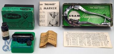 2x Period Golf Ball Markers Sets: an Asam 3 initial monogrammer tool, ball marker set by Holiday