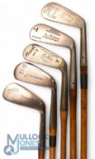 5x Stainless long irons to incl Jack White 2 iron, W Twine aero model no 2 iron, Croydon heat