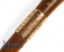 Presentation 'Perry Park Golf Club 1908' Sunday Golf Walking Stick with silver collar (no hallmark),