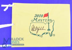 2010 US Masters embroidered golf pin flag signed by the winner Phil Mickelson - his 3rd Masters