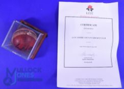 Lancashire Couty Cricket Club Signed Cricket Ball. By Luke Sutton in Display Case comes with COA