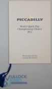 1973 Piccadilly World Match Play Golf Championship Menu: multi signed by - Tom Weiskopf, Gary