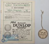 1930 Daily Dispatch Golf Tournament at Southport with season ticket card fob - staples have