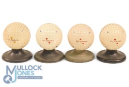 Interesting Set of 4x Penfold Golf Ball Menu Holders - original A E Penfold Red Dot dimple golf