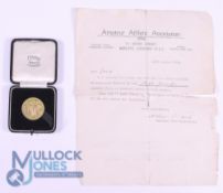 England v Italy Competitors Gilt Lapel Badge, London 1931 in original box, comes with letter