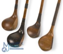 3x Assorted persimmon socket neck woods incl good JH Taylor autograph spoon, J Winton dark stained