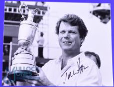 Tom Watson 5x Open Golf Champion signed b&w press photograph - holding the Claret jug - overall 8