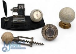 Golf Perpetual Calendar and pen rest, with a golf ball thermometer, with a golf ball corkscrew,