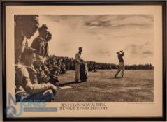Ben Hogan Golf signed print: Now and Then - the name to watch in golf, a b&w print with blue ink