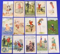 Interesting collection of amusing cartoon coloured golfing postcards from the early 20thc onwards (
