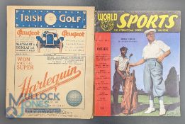 1928 Irish Golf Magazine - full of golf adverts and articles, and a World Sports magazine with Bobby