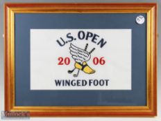 2006 US Golf Championship pin flag Wingfoot, framed and mounted under glass - size # 67cm x 50cm