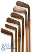 6x Assorted putters to incl a J Bremner wide flanged blade, similar model with a brass head, a