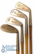 3x Matching Robert Simpson, Carnoustie 'L' marked irons features a 3 iron, mashie and niblick,