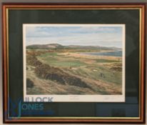 Graeme Baxter Golf Print, Royal Dornoch, signed by the artist, framed, and mounted under glass- size