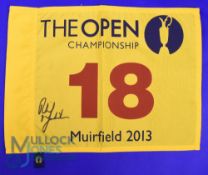 Autograph - Phil Mickelson (Winner) signed 2013 Muirfield Golf Open Championship Golf Pin Flag -