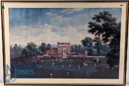Large Cricket Print. Featuring early 18th century scene f & g 88 x 60cm (no postage on this item -