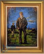 Craig Campbell Golf Artist: Old Tom Morris, with his caddie and St Andrews skyline in the