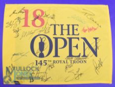 Autographs - multi-signed 2016 Royal Troon Golf Pin Flag with 24x including winner Henrik Stenson,