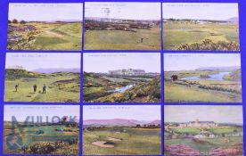 Interesting collection of early 20thc Gleneagles coloured golfing postcards (9) to include The