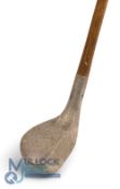 Mills Standard Golf Co, Sunderland Alloy mallet head driver with three rear beechwood inlaid blocks,