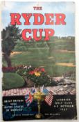 GOLF, programme, The Ryder Cup, GBR v USA at Lindrick October 1957, some scuffing to spine, slight