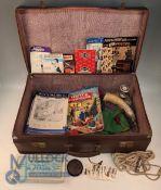 Period Travel Case - with mixed contents of Emco city whistle, a collection of The World's Best