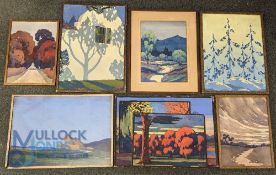 1930 collection of Impressionist Watercolour Paintings S W D Timmins - amateur artist - who was an