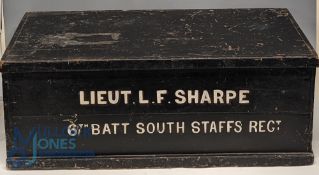 Military Painted Pine Chest Trunk for Lieutenant L F Sharpe 6th Battalion South Staffs Regiment,