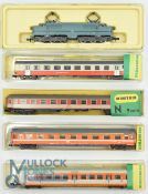N Gauge Model Railway - Minitrix SBB CFF FFS, DB, SNCF to include Locomotive 12866 Coaches 13090,