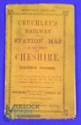 Cruchley's Railway and Station Map of Cheshire 1860s. Detailed map folding out to size 23