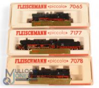 Fleischmann N Gauge Locomotives. Steam European examples serial numbers 7065, 7177, 7078 all in