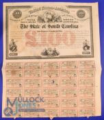 United States - State of South Carolina - 6% loan. Bearer Bond for £100 Sterling. Unissued reserve