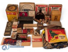 Collection of Period Advertising Labels, Packets, Boxes, paper items plus a set of Christmas lights,