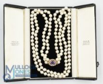 Double Row of Original Pearls, having 9ct Birmingham Hallmark Gold clasp with maker mark NVW come in
