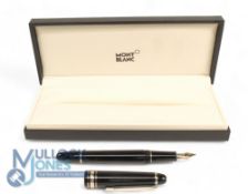 Mont Blanc Meisterstuck Fountain Pen 145 14ct Gold Nib. Black Casing Silver Plate Banding clip