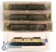 Roco 'N' Gauge 02163b DB Class BR 150 Electric Locomotive. Together with 3 Coaches 02273a x3 New old