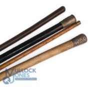 3x Military Swagger Pace Sticks: to include a leather swagger, silver topped stick, a Light Infantry