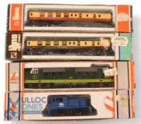 Lima N Gauge 22 0253 Deltic Locomotive. D9003 BR green together with 220211G D2790 shunter and 2