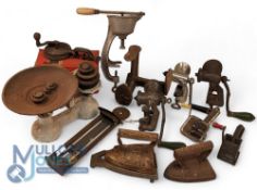 Collectable Kitchenalia and Household Items: to include bean splicer, a collection of mincers,