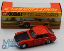 Corgi Toys Whizzwheels - 378 MGC GT Competition Model complete with suitcase in boot near mint