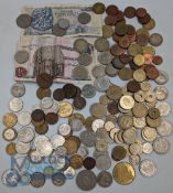 World Coin Collection, to include Euros #15 Euros value, Swiss Francs, US Dollars, German Mark,
