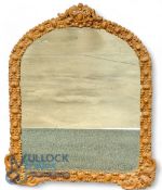 Antique Arched Wall Mirror, with plaster decorative edging, the mirror showing some signs of