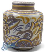 Carter Stabler Adams - large Poole Pottery Vase with a bulbous body, painted in muted colours with