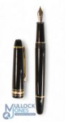 Mont Blanc Meisterstuck Fountain Pen 149 14ct Gold Nib. Black Casing Gold Plate Banding clip