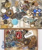 Collection of Vintage Buckles, Brooches, Belt Buckles. Made from various materials metal, enamel,