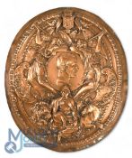 Duke of Wellington Copper Relief Plaque of oval electrotype form with the crest and motto for the