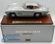 Burago Mercedes Benz 300 SL 1954 - Detailed 1:18 scale model for adult collectors on wooden plinth